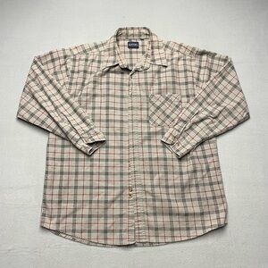 Puritan red and cream plaid button up shirt size XL